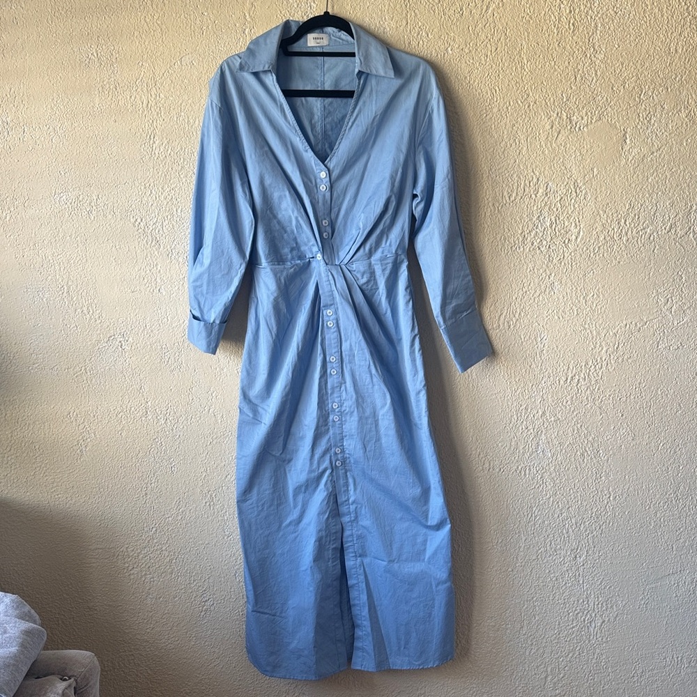 SUBOO Long Sleeve Blue Shirt Dress